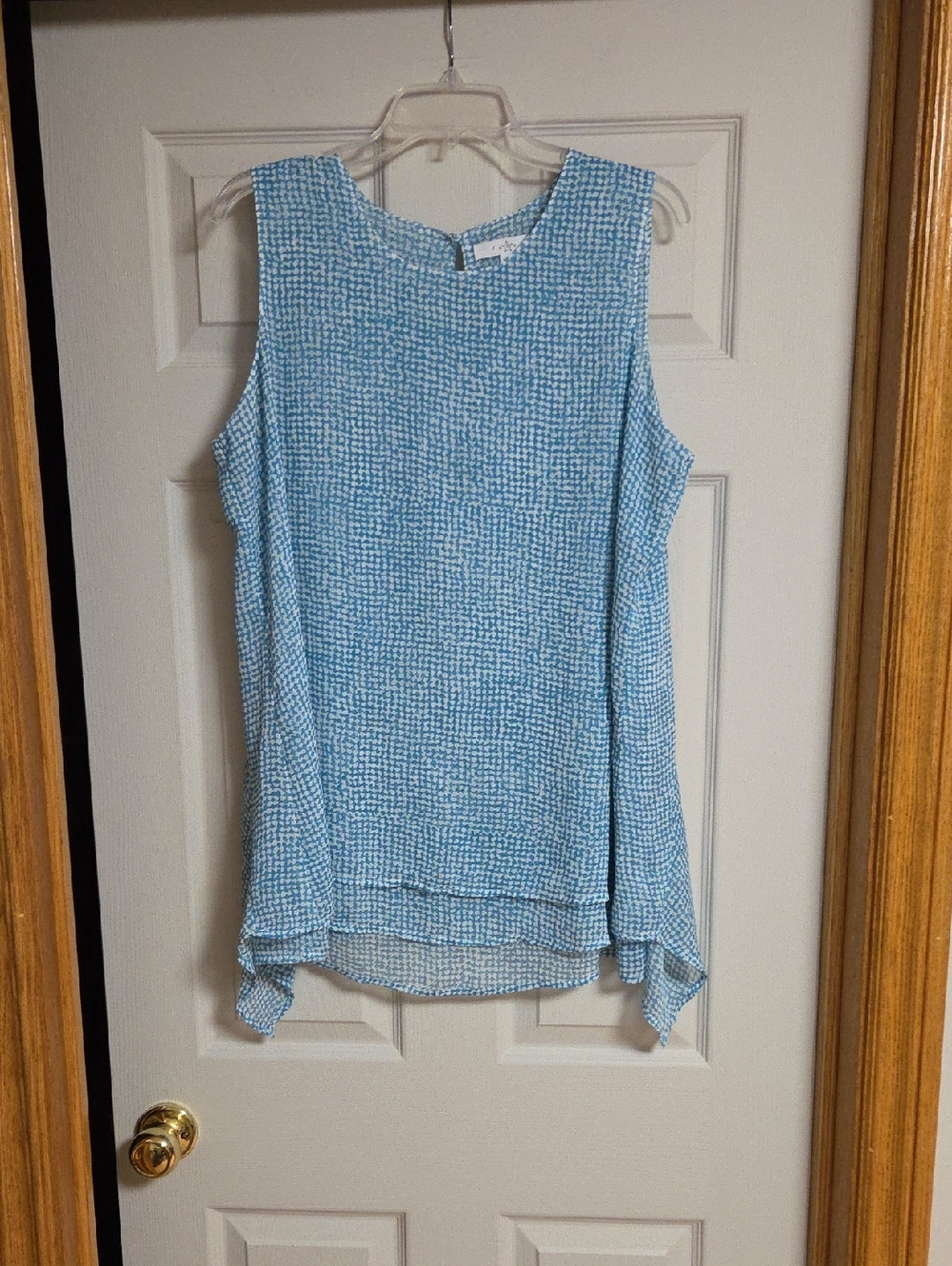 Light Blue Printed Sleeveless Tank